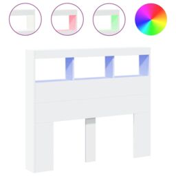 Berkfield Home Headboard Cabinet with LED White 120x17x102 cm - Size: 120 x 17 x 102 cm - thumbnail 2