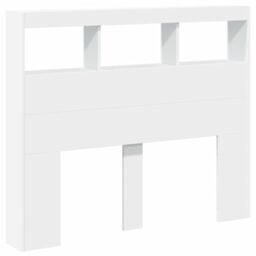 Berkfield Home Headboard Cabinet with LED White 120x17x102 cm - Size: 120 x 17 x 102 cm - thumbnail 3