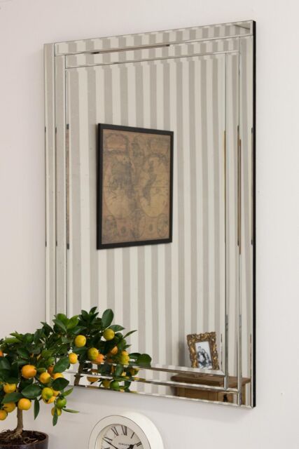 MirrorOutlet Luxford All Glass Bevelled Mirror 90 x 60 CM in Silver - Size: 1 Pack - image 1