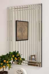 MirrorOutlet Luxford All Glass Bevelled Mirror 90 x 60 CM in Silver - Size: 1 Pack - thumbnail 1