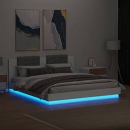 Berkfield Home Bed Frame with LED without Mattress White 160x200 cm - thumbnail 4