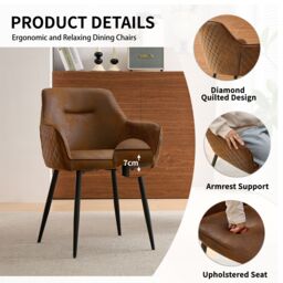 SONARA Set of 6 Faux Suede Dining Chairs With X-Cross Metal Legs in Brown - thumbnail 4