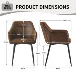 SONARA Set of 6 Faux Suede Dining Chairs With X-Cross Metal Legs in Brown - thumbnail 3