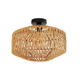 Goeco Rattan Pendant Ceiling Light, Vintage Style E27, 40cm, Rattan Shade in Natural - thumbnail 1