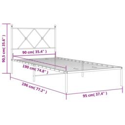 Berkfield Home Metal Bed Frame without Mattress with Headboard White 90x190cm - Size: 90x190 cm - thumbnail 8