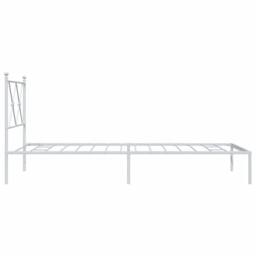 Berkfield Home Metal Bed Frame without Mattress with Headboard White 90x190cm - Size: 90x190 cm - thumbnail 5
