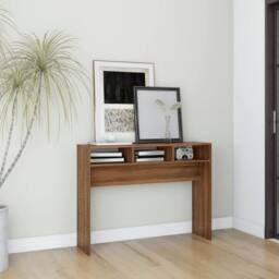 Berkfield Home Console Table Brown Oak 105x30x80 cm Engineered Wood - Size: 105 x 30 x 80 cm - thumbnail 2