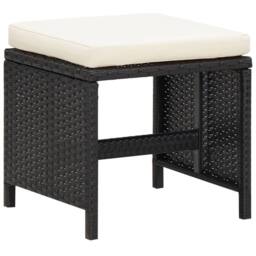 Berkfield Home 9 Piece Outdoor Dining Set with Cushions Poly Rattan Black - thumbnail 9