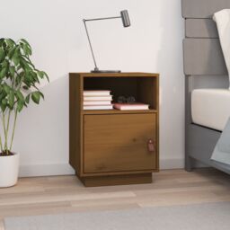 Berkfield Home Bedside Cabinet Honey Brown 40x34x55 cm Solid Wood Pine - Size: 40 x 34 x 55 cm - thumbnail 1