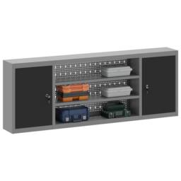 Berkfield Home Tool Cabinet Wall-Mounted with Pegboard Black 150x20x55 cm Steel - Size: 150 x 20 x 55 cm - thumbnail 3