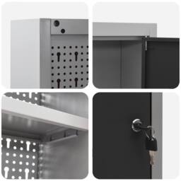 Berkfield Home Tool Cabinet Wall-Mounted with Pegboard Black 150x20x55 cm Steel - Size: 150 x 20 x 55 cm - thumbnail 9