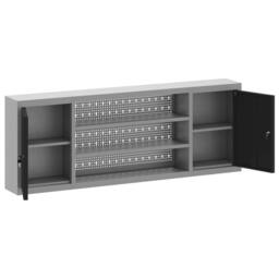 Berkfield Home Tool Cabinet Wall-Mounted with Pegboard Black 150x20x55 cm Steel - Size: 150 x 20 x 55 cm - thumbnail 5
