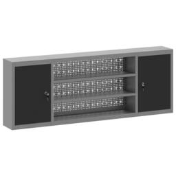Berkfield Home Tool Cabinet Wall-Mounted with Pegboard Black 150x20x55 cm Steel - Size: 150 x 20 x 55 cm - thumbnail 2