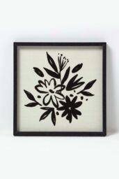 Homescapes Set of 2 Black Linen Flower Wall Art - thumbnail 2