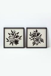 Homescapes Set of 2 Black Linen Flower Wall Art - thumbnail 1