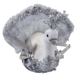 VFM e-Store Christmas Velvet Turkey Decoration 13cm x 16cm Grey X 1 - Size: 13 cm x 16 cm