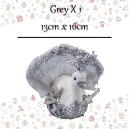 VFM e-Store Christmas Velvet Turkey Decoration 13cm x 16cm Grey X 1 - Size: 13 cm x 16 cm - thumbnail 2