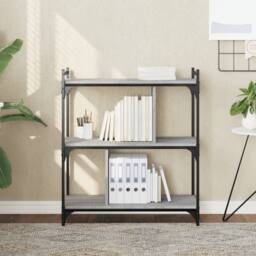 Berkfield Home Decorative Bookcase 3-Tier Grey Sonoma 76x32x88 cm Engineered Wood - Size: 76 x 32 x 88 cm - thumbnail 2