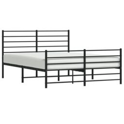 Berkfield Home Metal Bed Frame with Headboard & Footboard Black 140x190 cm - thumbnail 4
