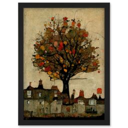 Artery8 Giant Untidy Quirky Street Tree Artwork Framed Wall Art Print A4 in Black - thumbnail 1