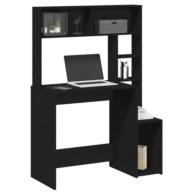 Berkfield Home Desk with Shelves Black 100x45x140 cm Engineered Wood - Size: 100 x 45 x 140 cm - image 1
