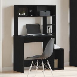 Berkfield Home Desk with Shelves Black 100x45x140 cm Engineered Wood - Size: 100 x 45 x 140 cm - thumbnail 3