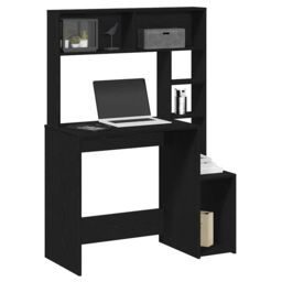 Berkfield Home Desk with Shelves Black 100x45x140 cm Engineered Wood - Size: 100 x 45 x 140 cm - thumbnail 1