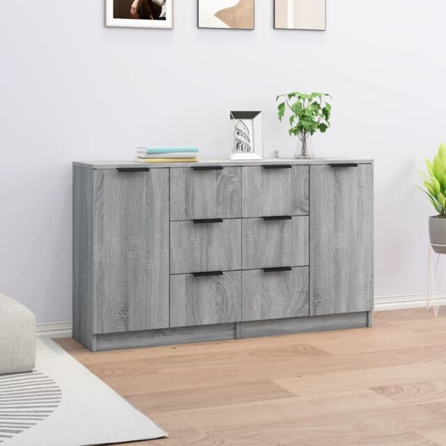 Berkfield Home Sideboards 2 pcs Grey Sonoma 60x30x70 cm Engineered Wood - Size: 60 x 30 x 70 cm - image 1
