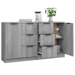 Berkfield Home Sideboards 2 pcs Grey Sonoma 60x30x70 cm Engineered Wood - Size: 60 x 30 x 70 cm - thumbnail 4