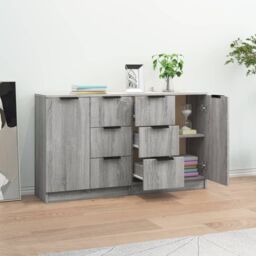 Berkfield Home Sideboards 2 pcs Grey Sonoma 60x30x70 cm Engineered Wood - Size: 60 x 30 x 70 cm - thumbnail 3