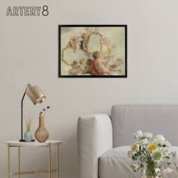 "Artery8 Jacob De Wit Putti With Mirrors Framed Canvas Wall Art Print in Grey - Size: W12"" x H16""" - thumbnail 3