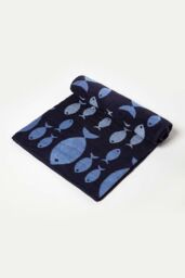 Homescapes Blue Fish 100% Cotton Beach Towel