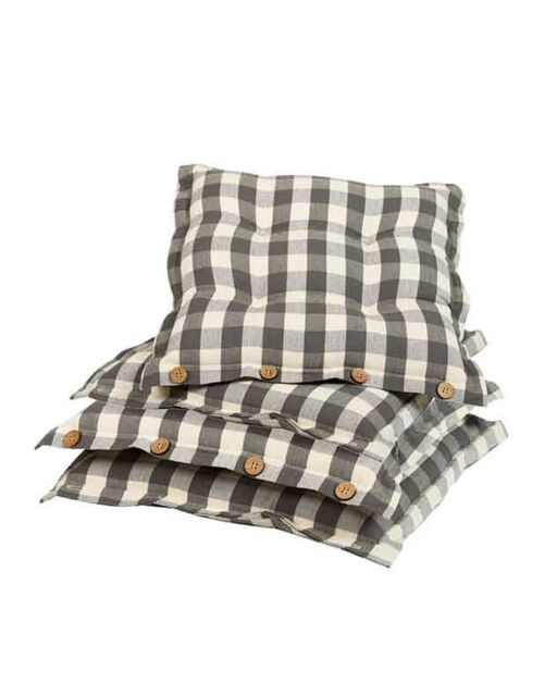 Dibor Set of 4 Grey Gingham Summer Outdoor Garden Chair Seat Pad Cushions W40 x L40cm - Size: 40 cm x 40 cm - image 1