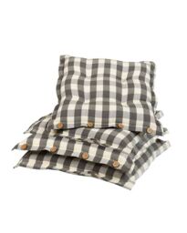 Dibor Set of 4 Grey Gingham Summer Outdoor Garden Chair Seat Pad Cushions W40 x L40cm - Size: 40 cm x 40 cm - thumbnail 1