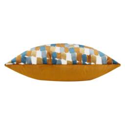 Furn Metro Blocks Velvet Jacquard Square Cushion in Orange - Size: 45 cm x 45 cm - thumbnail 3