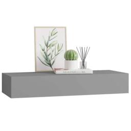 Berkfield Home Elegant Wall-mounted Drawer Shelf Grey 60x23.5x10cm MDF - Size: 60x23.5x10 cm - thumbnail 4
