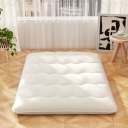 Costway Foldable Tatami Mat Floor Futon Mattress Roll up Sleeping Pad with Washable Cover, Small Double/Double/King Size in Beige