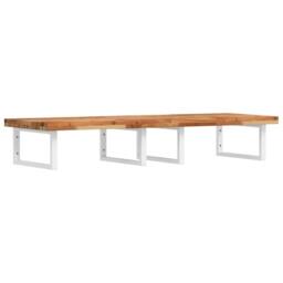 Berkfield Home Basin Shelf Wall Mounted Steel & Solid Wood Acacia in Brown - thumbnail 2