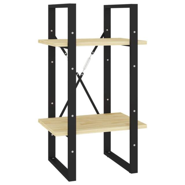 Berkfield Home 2-Tier Book Cabinet 40x30x70 cm Solid Pine Wood in Natural - Size: 40 x 30 x 70 cm - image 1