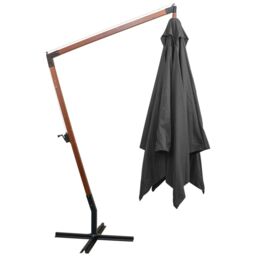 Berkfield Home Hanging Parasol with Pole Anthracite 3x3 m Solid Fir Wood in Black - thumbnail 3