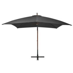 Berkfield Home Hanging Parasol with Pole Anthracite 3x3 m Solid Fir Wood in Black - thumbnail 2