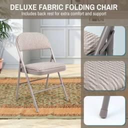 EONLION 2X CHAIRS STRONG METAL FRAME FABRIC in Grey - Size: 100 cm - thumbnail 5