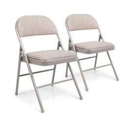 EONLION 2X CHAIRS STRONG METAL FRAME FABRIC in Grey - Size: 100 cm - thumbnail 1