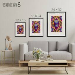 "Artery8 Oriental Style Flower Pattern Framed Canvas Wall Art Print Eugene Seguy - Size: W12"" x H16""" - thumbnail 4