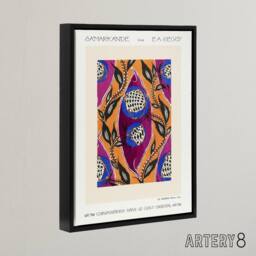 "Artery8 Oriental Style Flower Pattern Framed Canvas Wall Art Print Eugene Seguy - Size: W12"" x H16""" - thumbnail 2