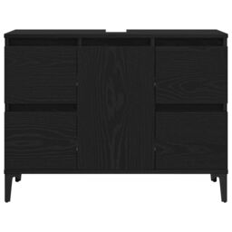 Berkfield Home Bathroom Sink Cabinet in Black Oak - 80x33x60 cm, Made from Engineered Wood - Size: 80 x 33 x 60 cm - thumbnail 7