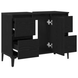 Berkfield Home Bathroom Sink Cabinet in Black Oak - 80x33x60 cm, Made from Engineered Wood - Size: 80 x 33 x 60 cm - thumbnail 5