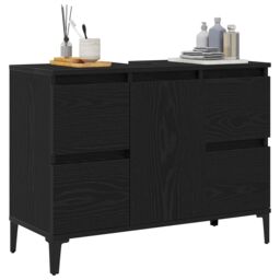 Berkfield Home Bathroom Sink Cabinet in Black Oak - 80x33x60 cm, Made from Engineered Wood - Size: 80 x 33 x 60 cm - thumbnail 3