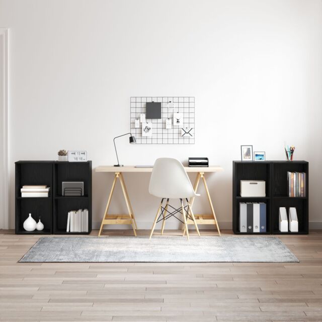 Berkfield Home with Shelf with Storage 4 pcs Black oak 72 x 35 x 36.5 cm Engineered wood - image 1