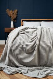 BHS Luxury Ribbon Velvet Throw in Silver - Size: 127 cm x 152 cm - thumbnail 1